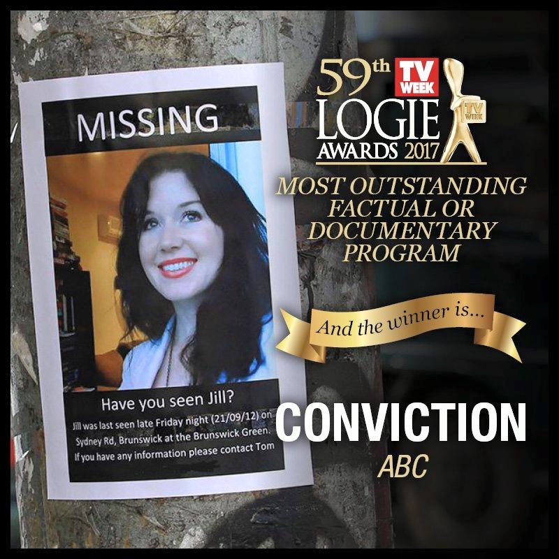 conviction winner 2017 logie most outstanding factual or documentary program