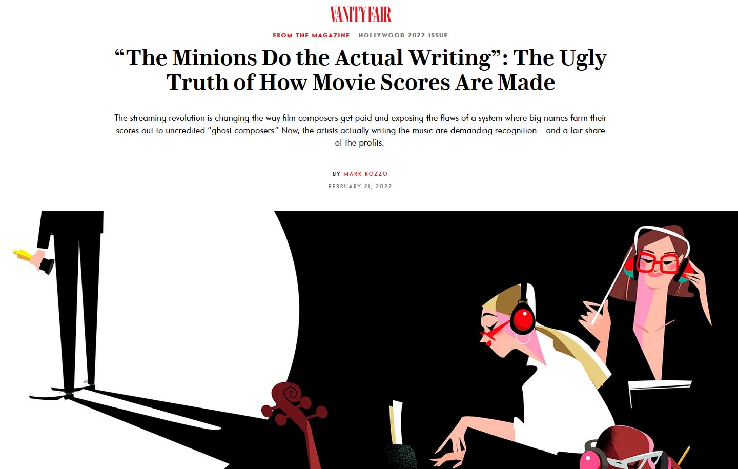 The Ugly Truth of How Film Scores are Made - Vanity Fair Article