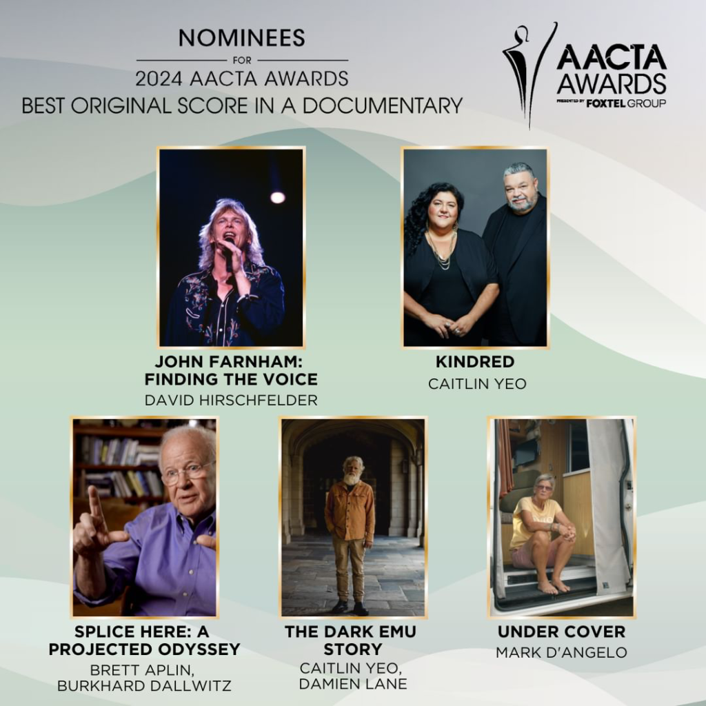 AACTA nomination Best Music for a Dcoumentary - Splice Here: A Projected Odyssey - Music Composer Brett Aplin, Burkhard Dallwitz